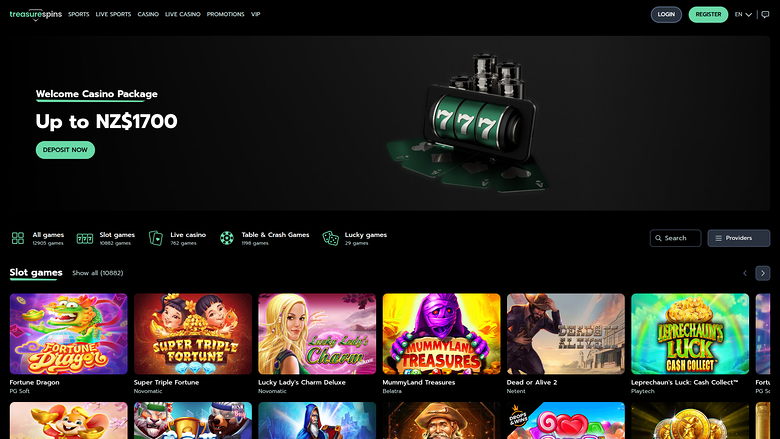 Treasure Spins Casino — Homepage