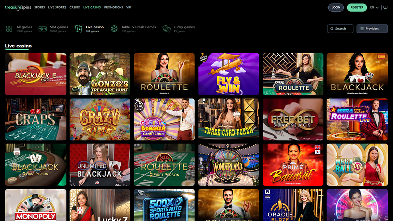 Treasure Spins Casino — Live dealer lobby