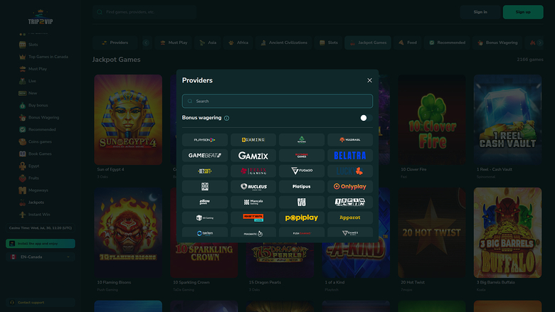 Trip2Vip Casino — Games by studio