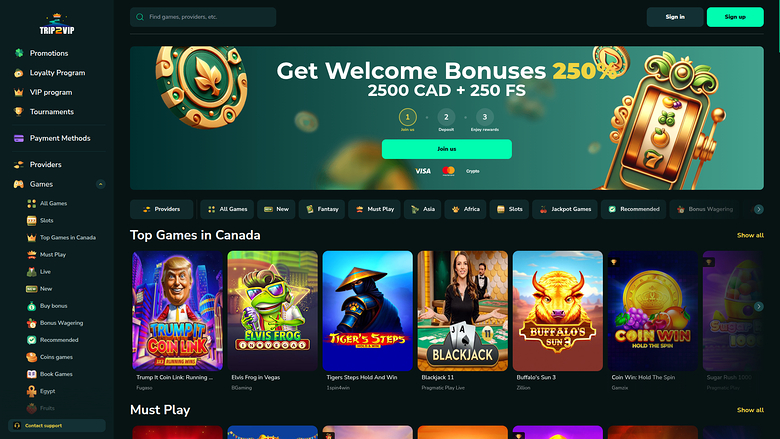 Trip2Vip Casino — Homepage