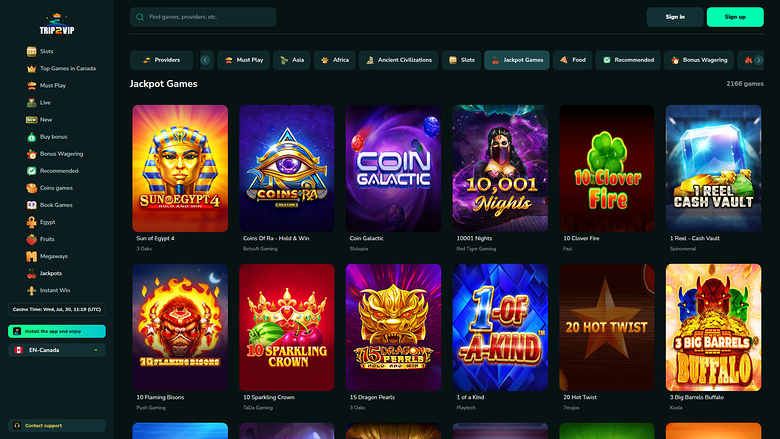 Trip2Vip Casino — Jackpot games