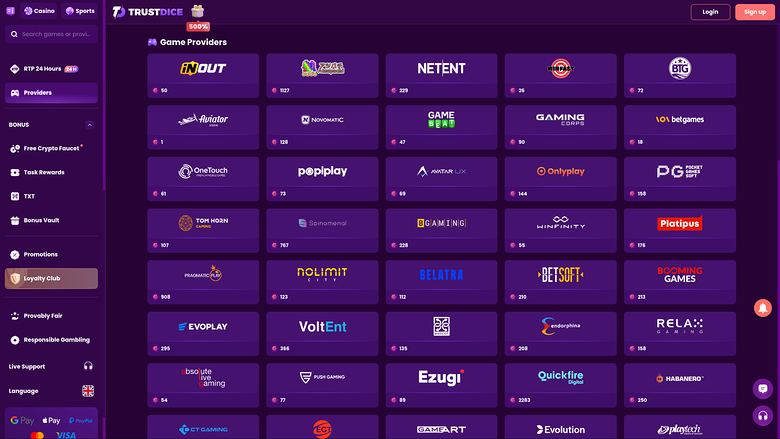 TrustDice Casino — Games by studio