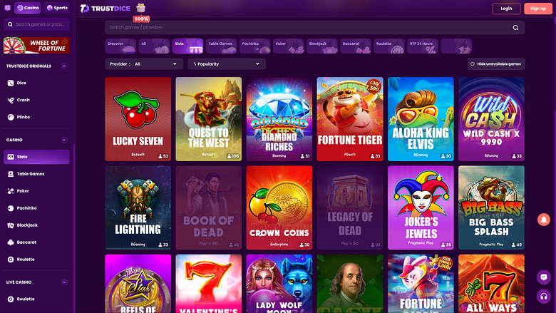 TrustDice Casino — Games lobby
