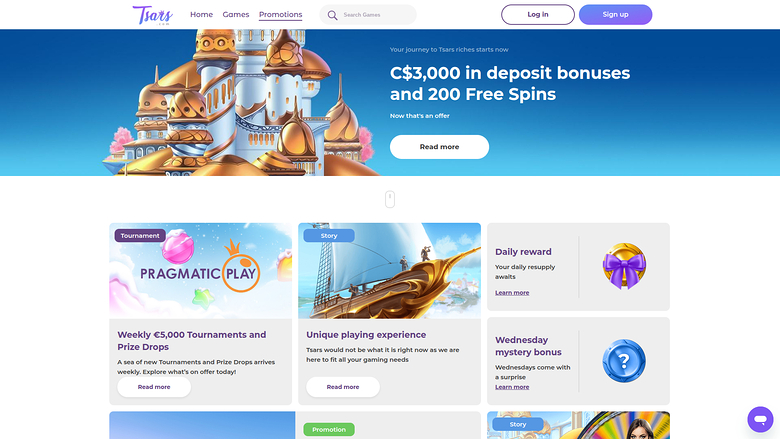 Tsars Casino — Promotions page