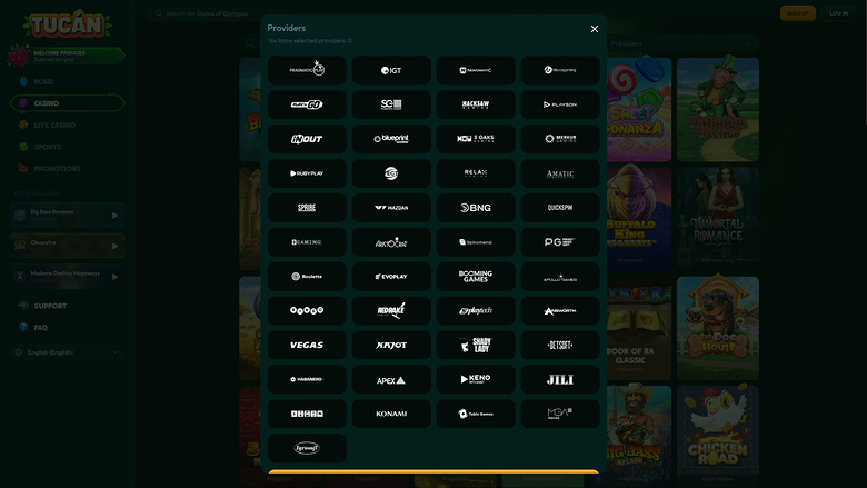 Tucan Casino — Games by studio