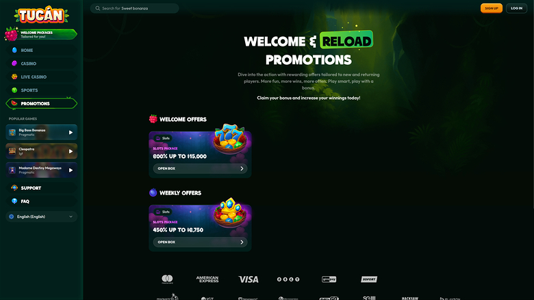 Tucan Casino — Promotions page