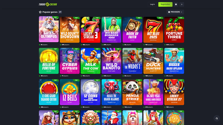 Turbo Casino — Games lobby