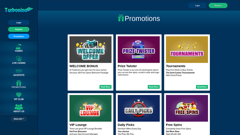 Turbonino Casino — Promotions page