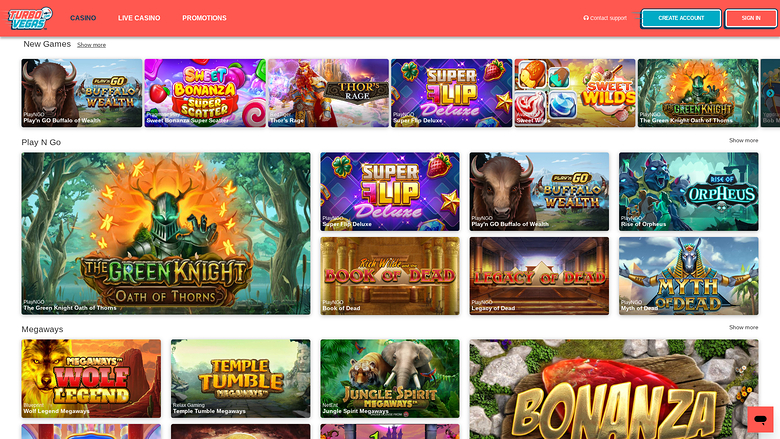 TurboVegas Casino — Games lobby