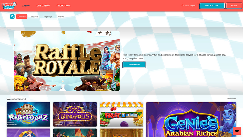 TurboVegas Casino — Homepage
