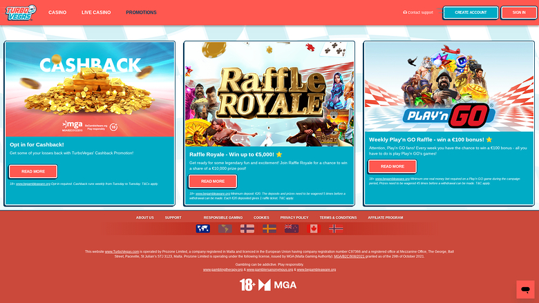 TurboVegas Casino — Promotions page