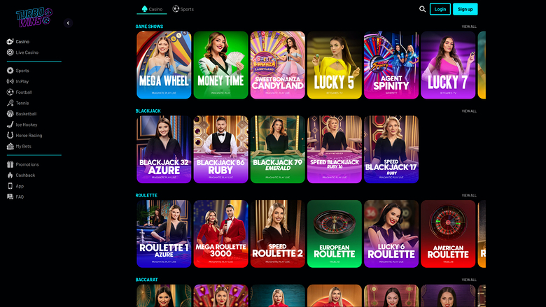 Turbowins Casino — Live dealer lobby