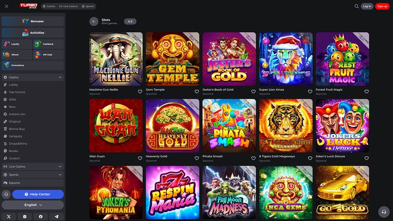 TurboWinz Casino — Games lobby