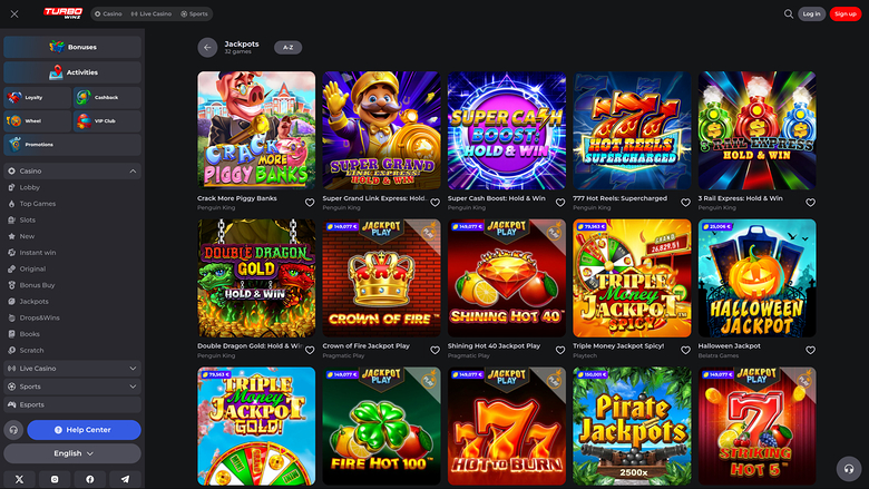 TurboWinz Casino — Jackpot games