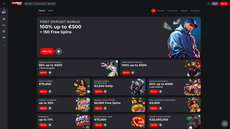 TurboWinz Casino — Promotions page