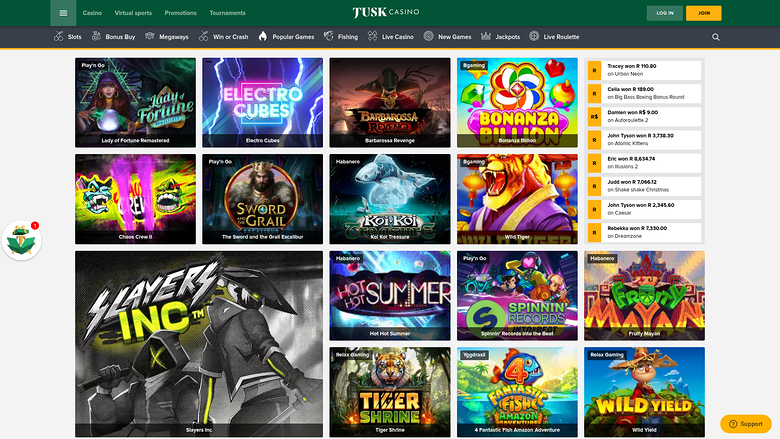 TuskCasino — Games lobby