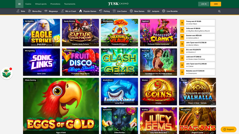 TuskCasino — Jackpot games