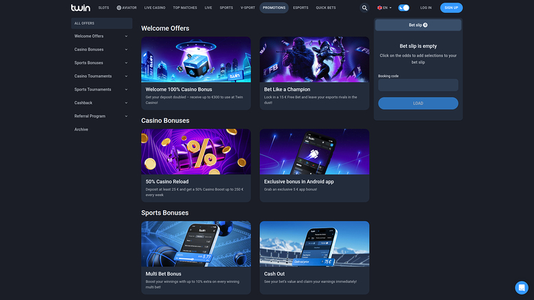 Twin Casino — Promotions page