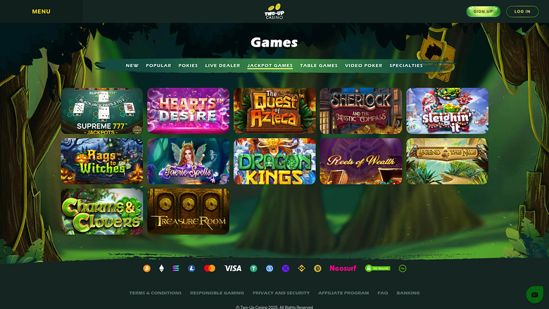 Two Up Casino — Jackpot games