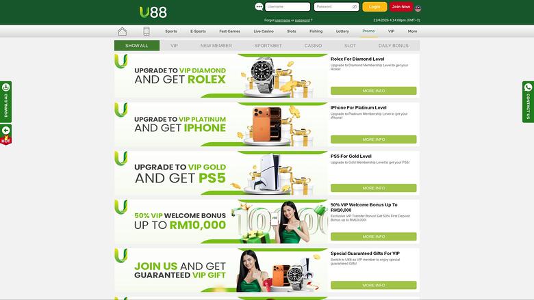 U88 Casino — Promotions page