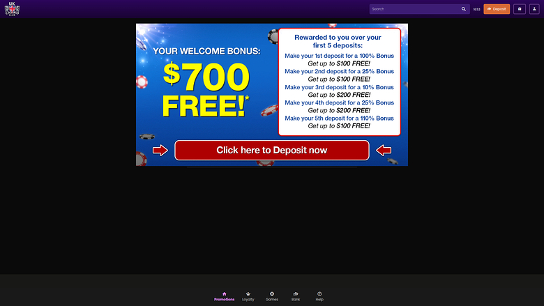 UK Casino Club — Promotions page