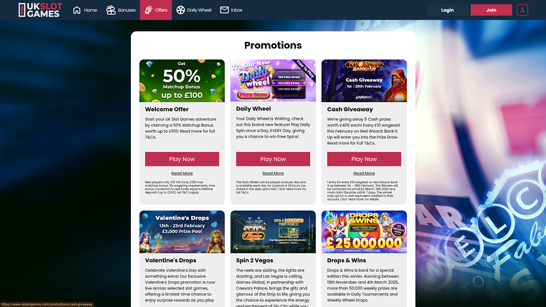 UK Slot Games — Promotions page