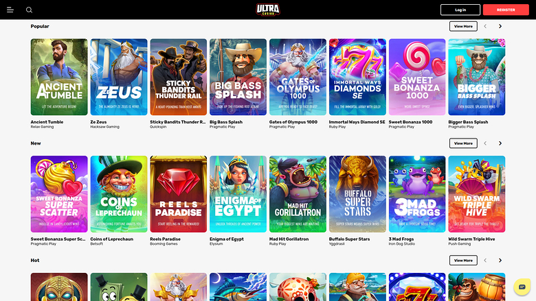 Ultra Casino — Games lobby