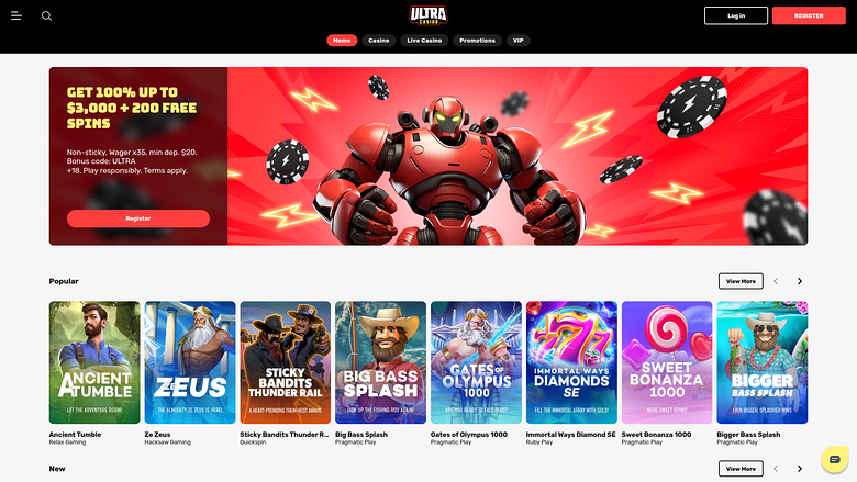 Ultra Casino — Homepage