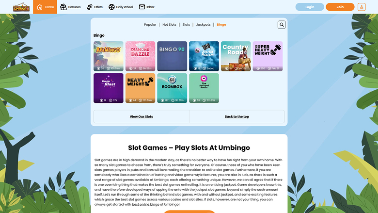 Umbingo — Games lobby