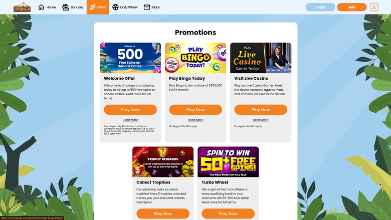 Umbingo — Promotions page