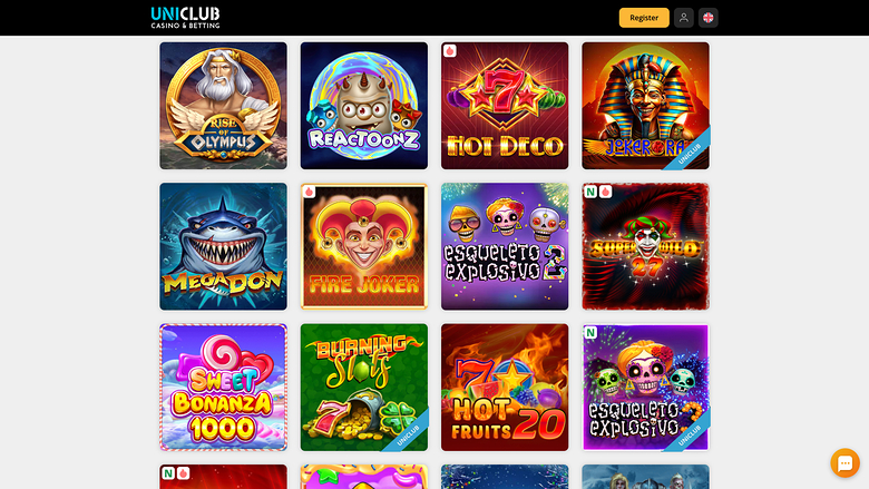 Uniclub — Games lobby