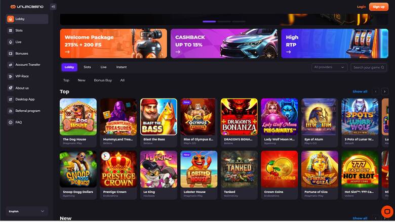 Unlim Casino — Homepage