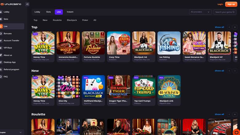 Unlim Casino — Live