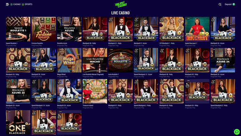 Unlimit Casino — Live dealer lobby