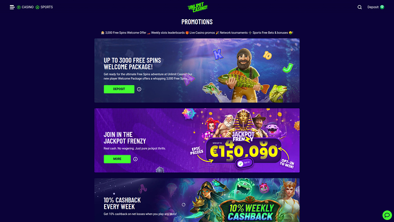 Unlimit Casino — Promotions page
