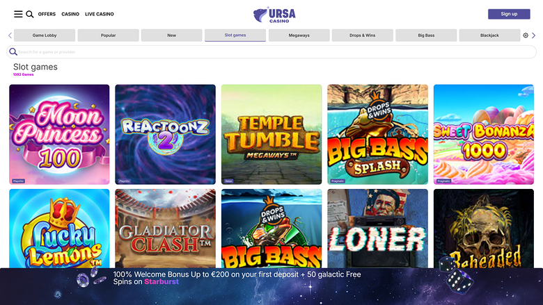 Ursa Casino — Games lobby