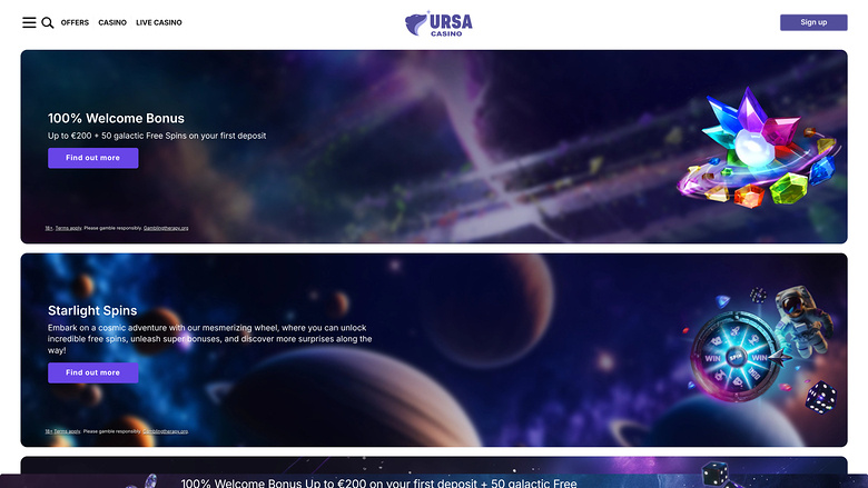 Ursa Casino — Promotions page