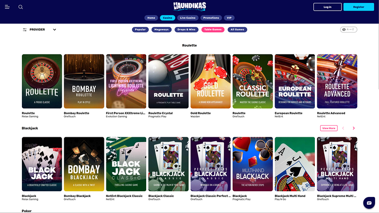 Vauhdikas Casino — Games lobby