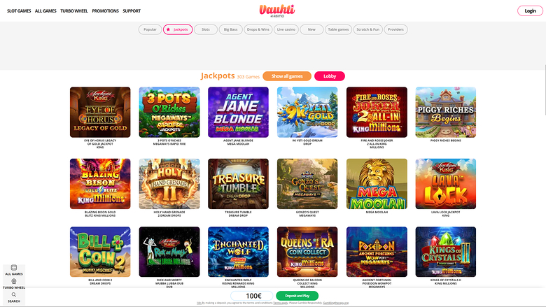 Vauhti Kasino — Jackpot games