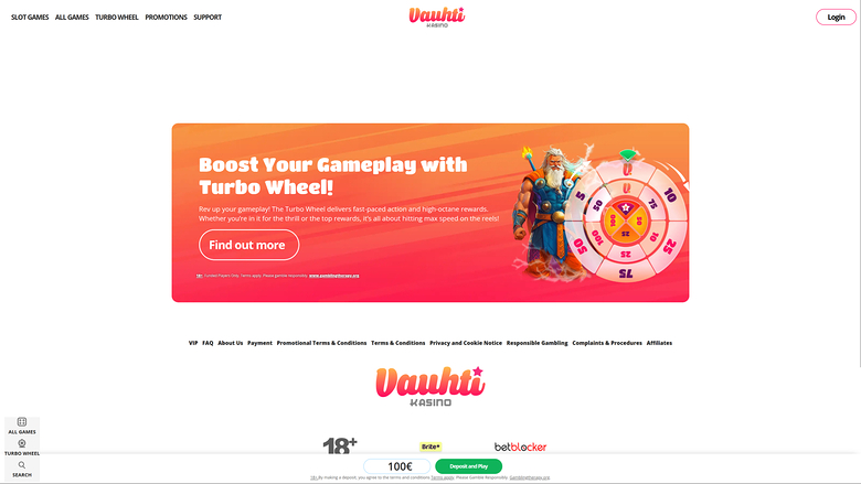 Vauhti Kasino — Promotions page
