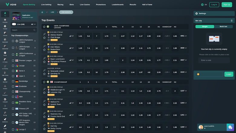 Vave Casino — Sportsbook