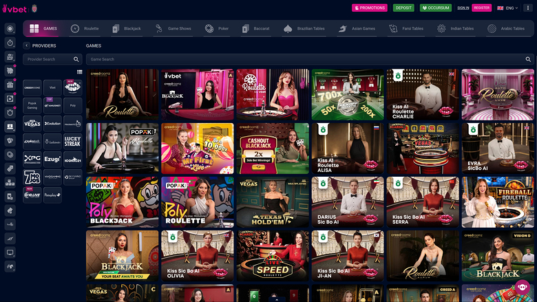 Vbet Casino — Live dealer lobby