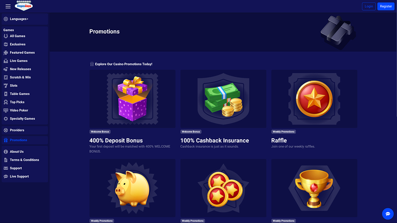 Vegas Days Casino — Promotions page