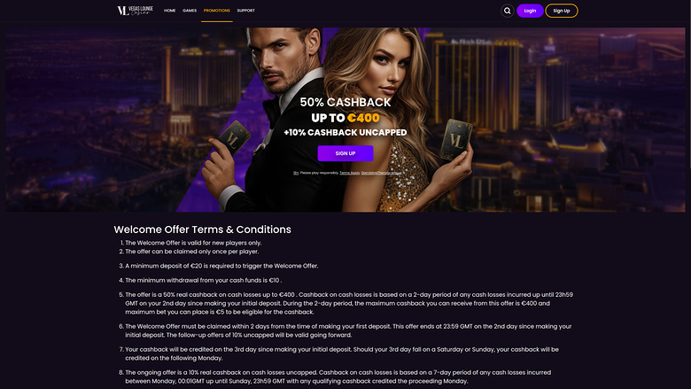 Vegas Lounge Casino — Promotions page