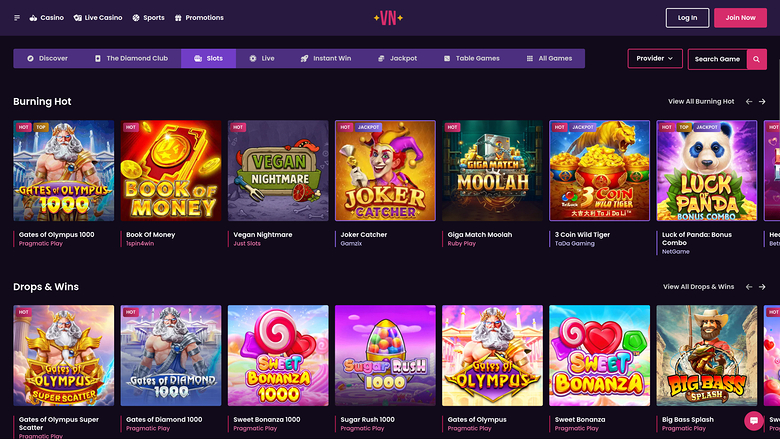 Vegas Now Casino — Games lobby