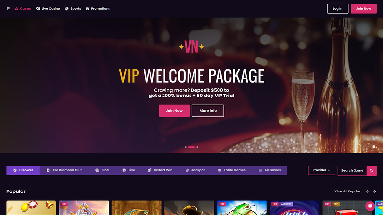 Vegas Now Casino — Homepage