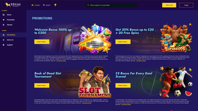 Vegas Paradise Casino — Promotions page