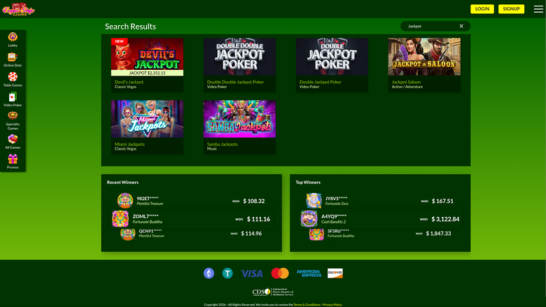 Vegas Strip Casino — Jackpot games