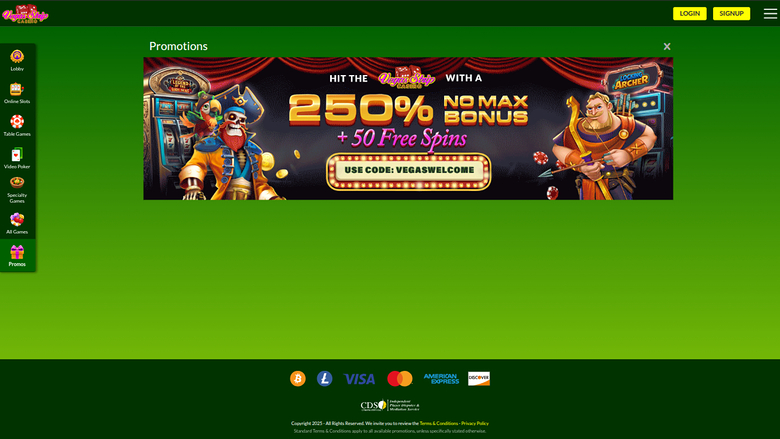 Vegas Strip Casino — Promotions page