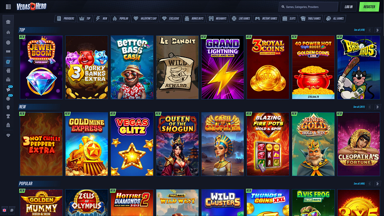VegasHero Casino — Games lobby